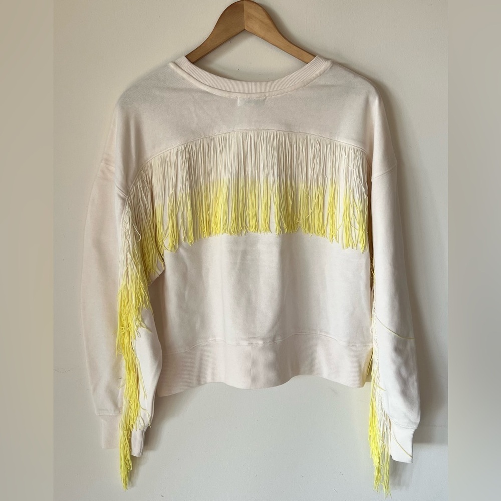 525 America Women's Ombre Fringed Sweatshirt Sweater Size Large Chalk Multi - Picture 8 of 9